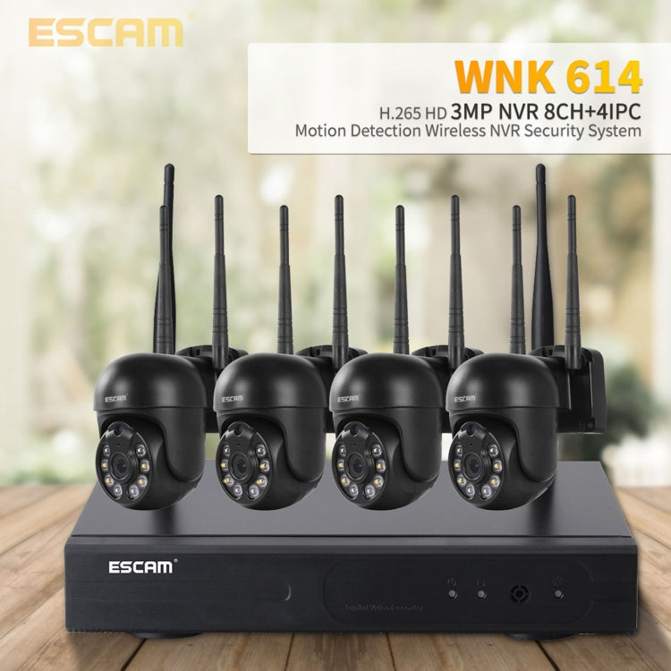 ESCAM WNK614 HD 3.0 Million Pixels 8-channel Wireless + 4IPC Wireless NVR Security System, AU Plug, WNK614 ESCAM WNK614 HD 3.0 Million Pixels 8-channel Wireless + 4IPC Wireless NVR Security System, AU Plug, WNK614